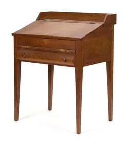 ANTIQUE FEDERAL WALNUT SCHOOL MASTER'S DESK.
