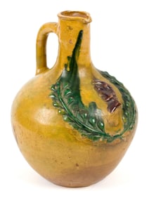 19TH C. GLAZED REDWARE LINCOLN JUG.