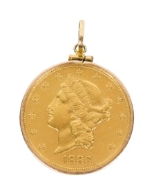1883 S $20 LIBERTY HEAD GOLD COIN.