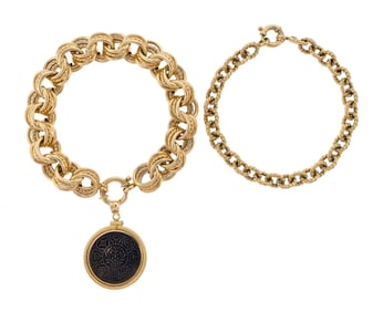 TWO 14K GOLD MILOR BRACELETS.