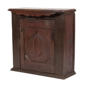 19TH C. WALNUT HANGING CUPBOARD.