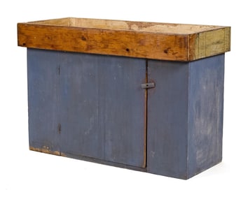 ANTIQUE BLUE PAINTED DRY SINK.