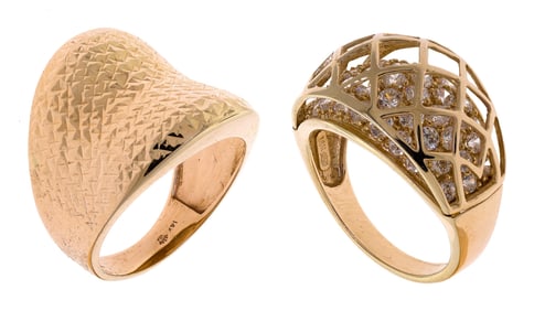 TWO 14K YELLOW GOLD RINGS.