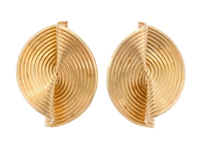 VINTAGE TIFFANY & CO. 14K YELLOW GOLD CLIP EARRINGS.