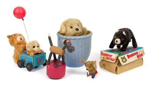 FIVE VINTAGE TOYS.