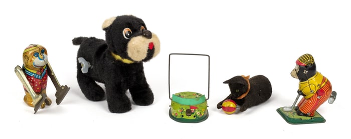 FOUR VINTAGE TOYS.