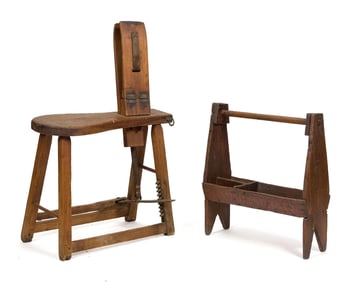 ANTIQUE COBBLERS VICE AND TRAY.