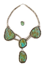 ZUNI SIGNED CPH, HANNAWEEKE, TURQUOISE NECKLACE.