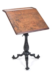 VICTORIAN CAST IRON AND OAK LECTERN.
