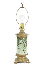 19TH C. PAINTED PORCELAIN LAMP SIGNED BACCARAT.