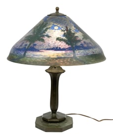 ANTIQUE PAIRPOINT REVERSE PAINTED TABLE LAMP.