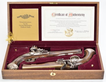 COMMEMORATIVE GEORGE WASHINGTON FLINTLOCK PISTOLS.