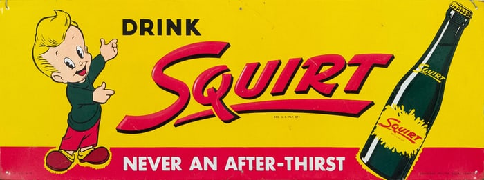 VINTAGE SQUIRT ADVERTISING SIGN.