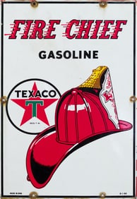 ANTIQUE TEXACO FIRE CHIEF PORCELAIN SIGN.