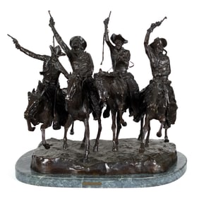 BRONZE AFTER FREDERICK REMINGTON, COMING THROUGH RYE.