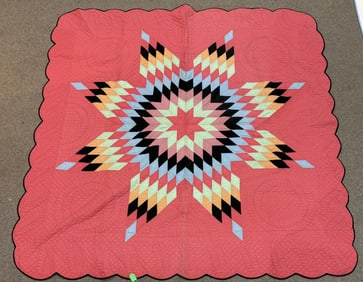 ANTIQUE HAND MADE STAR QUILT.