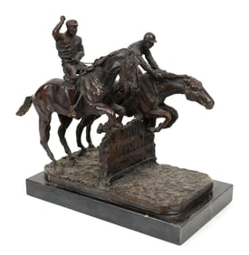ANTIQUE ISIDORE BONHEUR BRONZE, STEEPLECHASE.