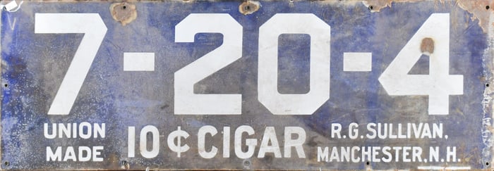 ANTIQUE PORCELAIN CIGAR SIGN.