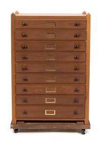 BRUCE HASKELL CUSTOM MADE MAHOGANY TOOL CHEST.