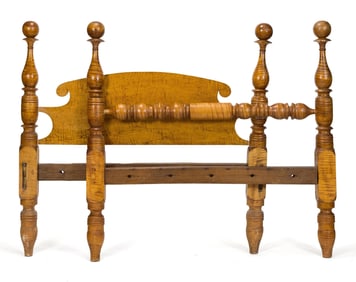19TH C. TIGER MAPLE CANNONBALL BED.