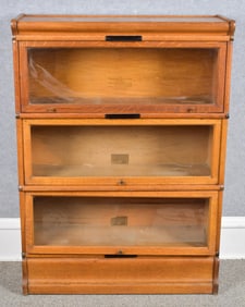 ANTIQUE OAK BARRISTER BOOKCASE,  2 0F 4.