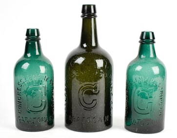 ANTIQUE SARATOGA CONGRESS AND EMPIRE SPRING BOTTLES.