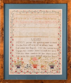 ANTIQUE MARY ANN BLEWETT SAMPLER.