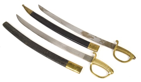 TWO ANTIQUE FRENCH BRIQUIT SWORDS.
