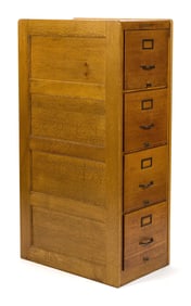 ANTIQUE SHAW WALKER OAK FILING CABINET.