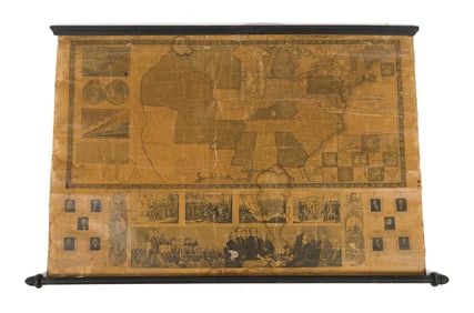 1813 PHELPS & ENSIGNS TRAVELLERS GUIDE & MAP OF US.