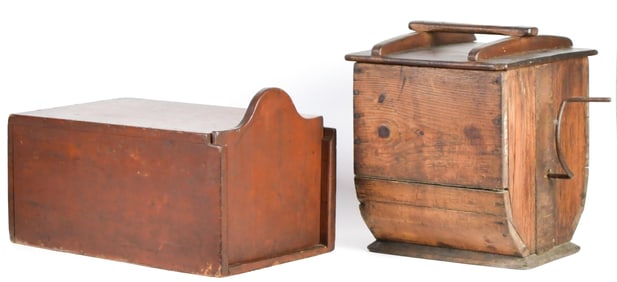 UNUSUAL 19TH C. BOX WITH BUTTER CHURN.