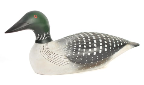 CONTEMPORARY PAINTED WOOD LOON DECOY.