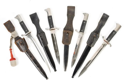 FOUR MILITARY GRADE BAYONETS.