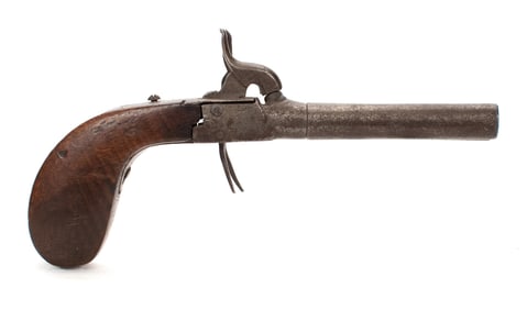 ANTIQUE BELGIUM DOUBLE BARREL PERCUSSION PISTOL.