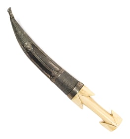 BONE HANDLE WALRUS KURDISH-KHANJAR AND SHEATH.