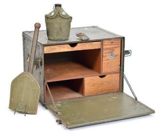 US MILITARY TRUNK AND TRENCH SHOVEL.