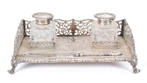ANTIQUE ENGLISH STERLING STANDISH.