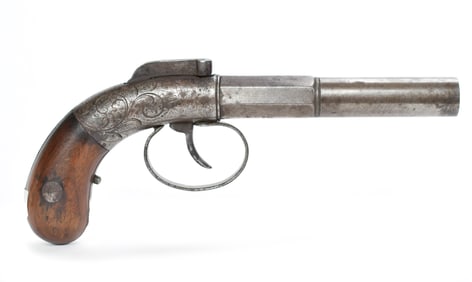 ANTIQUE ALLEN & THURBER .36 CAL HAMMER PISTOL.