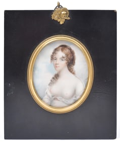 19TH C. WILLIAM SHEYS MINIATURE PORTRAIT PAINTING.