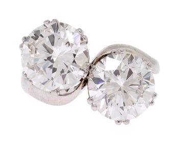 'TOI ET MOI' 6.25 CT. TW. DIAMOND PLATINUM RING.