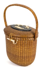 ANTIQUE REYES NANTUCKET LIGHTSHIP BASKET PURSE.