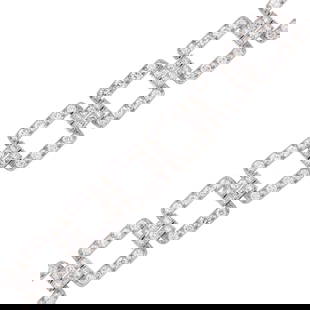 ART DECO PAVE DIAMOND SQUARE LINK PLATINUM BRACELET.: An Art Deco, platinum (tested) square link bracelet, pave set with approx. 7.54 ct. tw. Transitional cut, natural diamonds of G-H color and VS-SI clarity, 12 mm wide, 7 1/8 inches long, 28.6 grams.