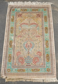 VINTAGE PERSIAN SILK TREE OF LIFE RUG.