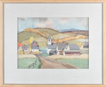 PAUL SAMPLE WATERCOLOR, SPRING LANDSCAPE.