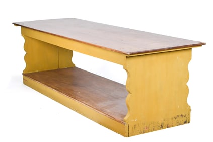 19TH C. VT 9FT COUNTRY STORE SORTING TABLE.