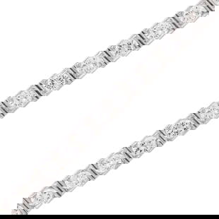 VINTAGE 14 CT. TW. DIAMOND LINE PLATINUM BRACELET.: A vintage platinum (stamped) line bracelet set with approx. 14 ct. tw. transitional cut, natural diamonds of G-H-I color and VS-SI clarity, 6 mm wide, 7”L, 29.5 grams. Tested as natural mined di