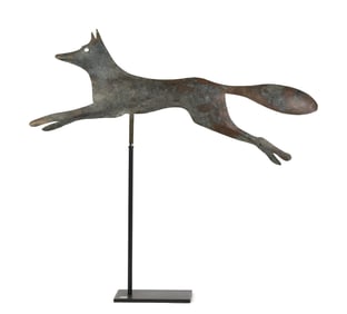ANTIQUE SHEET METAL FOX WEATHERVANE.