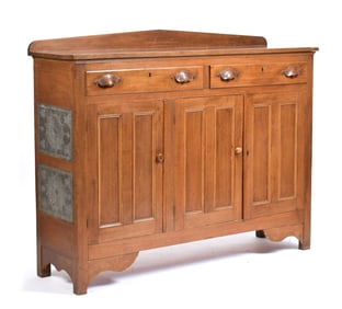 19TH C. TENNESSEE WALNUT PIERCED TIN PIE SAFE.