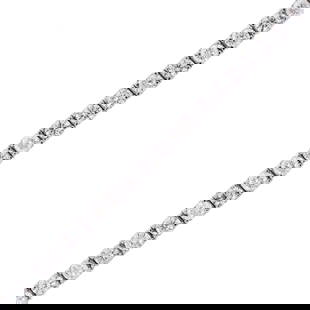 12 CT. TW. DIAMOND PLATINUM TENNIS BRACELET.: A platinum (stamped) tennis bracelet set with exactly 12.10 ct. tw. (marked on clasp) round brilliant cut, natural diamonds of G-H-I color and SI-I clarity, 7 1/2 inches long, 36.2 grams. Tested as na