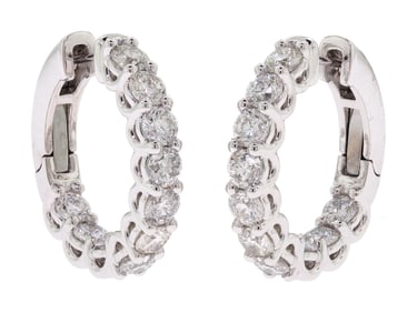 4 CT. TW. DIAMOND INSIDE OUT HOOP PLATINUM EARRINGS.